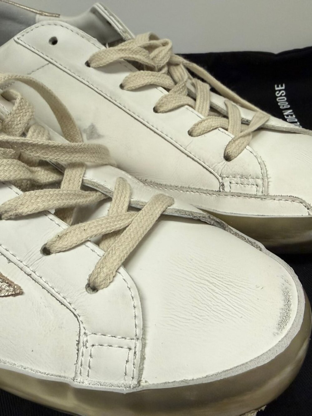 Women's Golden Goose Super-Star sneakers white / gold, size 40, excellent condit - Picture 12 of 14